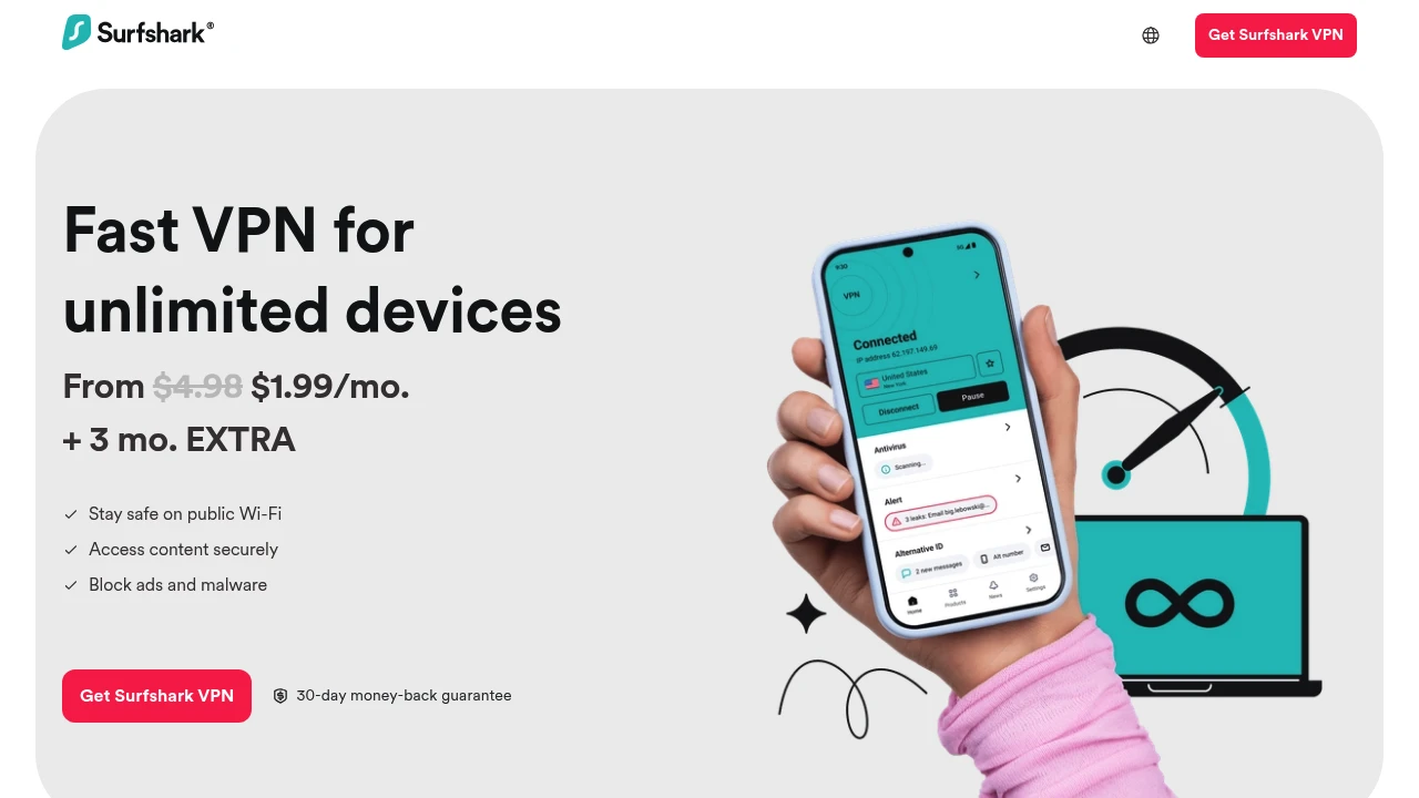 A screenshot of Surfshark